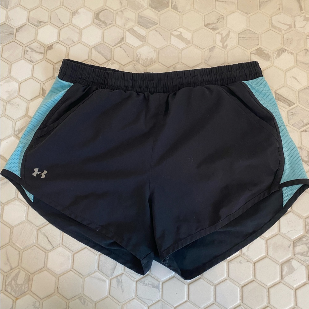 Under Armour Women's Black and Blue Shorts